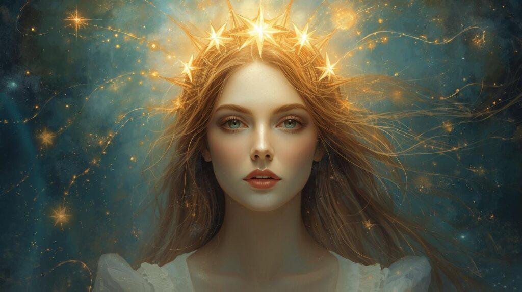 Femme ange terrestre avec couronne d'étoile
